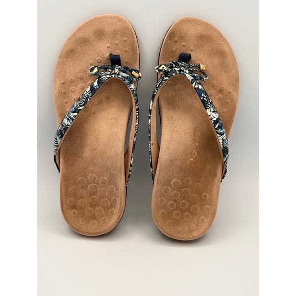 Vionic Bella Blue Palm Toe-Post Sandal Flip Flop - Size 10 Orthotic Arch Support - Picture 1 of 9